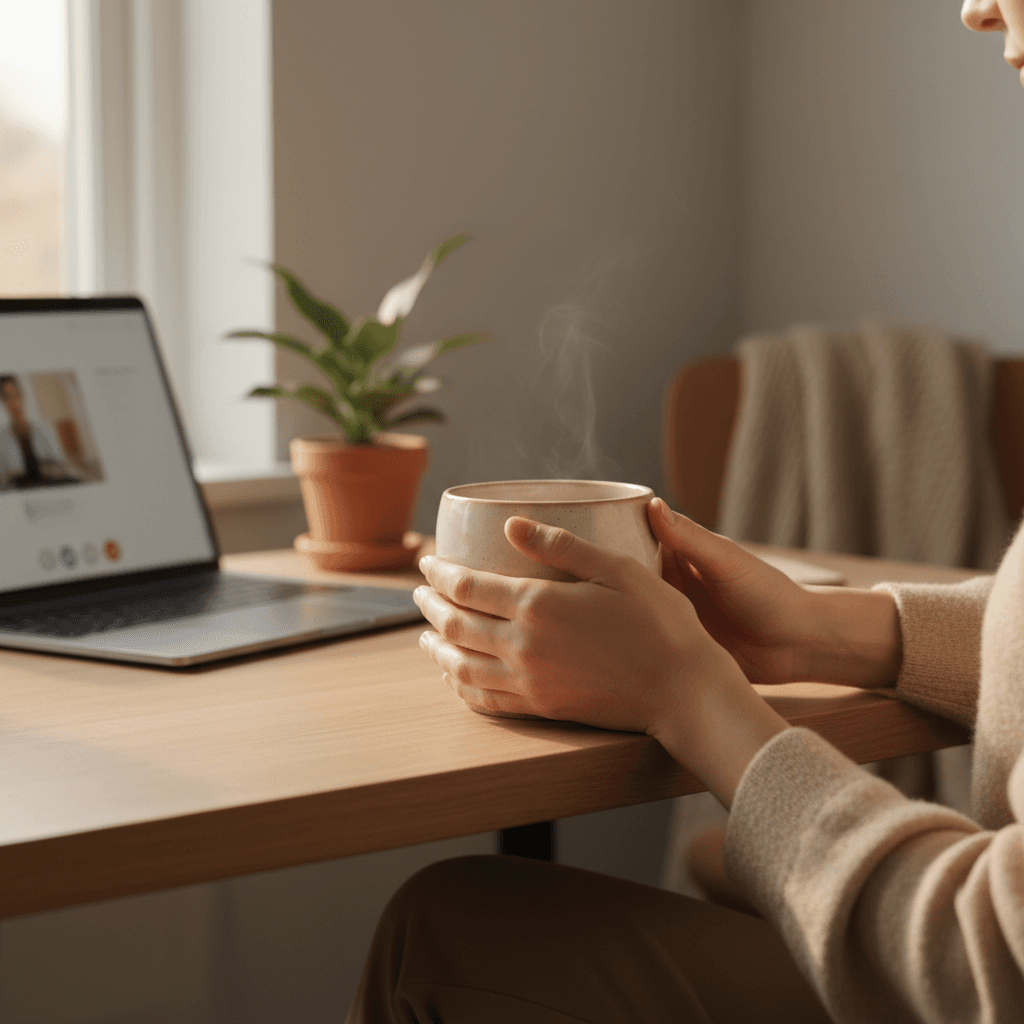 Woman during virtual therapy session